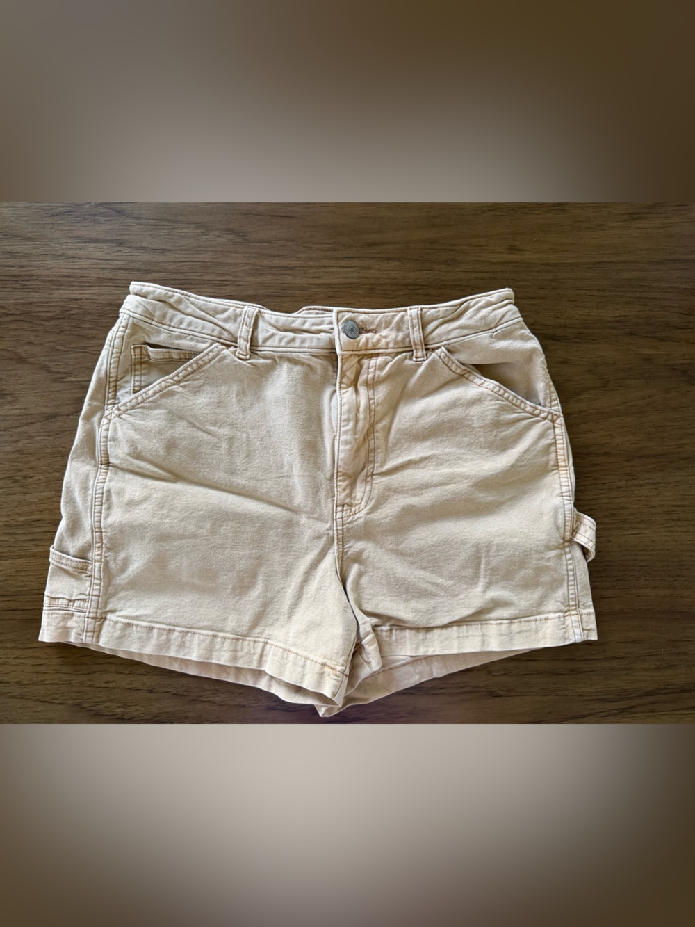 American Eagle Outfitters Light Beige High-Rise Denim Shorts